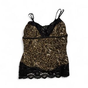 Leopard Print Lace Trim Cami